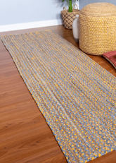 Yellow Grey Jute Runner Rug